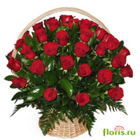 Корзина 51 роза - /Floris.ru/